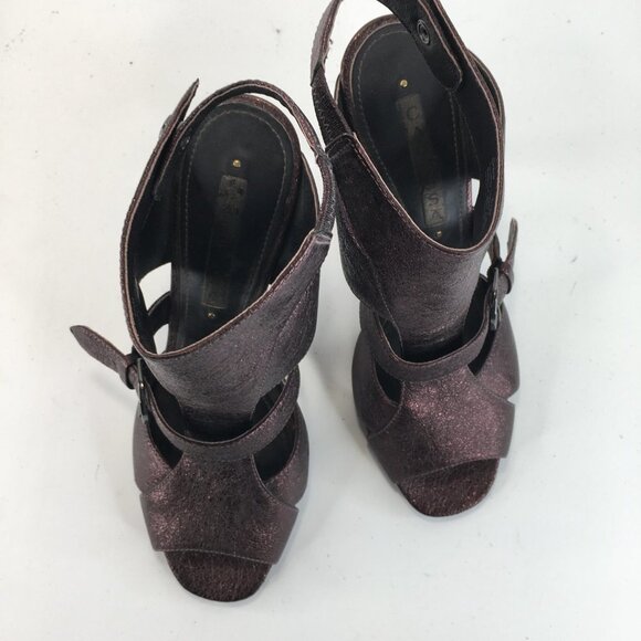 Caressa Grace Metallic Cooper Leather Ankle Strap Heels Size 6.5M - Picture 5 of 14